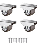 1 Inch Mini Fixed Caster Wheels Set Of 4 With Steel Top Plate Low Profile Silent TPE Rubber Caster Wheels For Furniture
