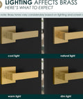 Entry Door Handle Lever And Deadbolt Combo Set With Heavy Duty Locking Levers Single Cylinder Deadbolt For Left Or Right Handed Doors Satin Brass Finish Built Tough For Home Security And Easy Installation shown under different lighting conditions.
