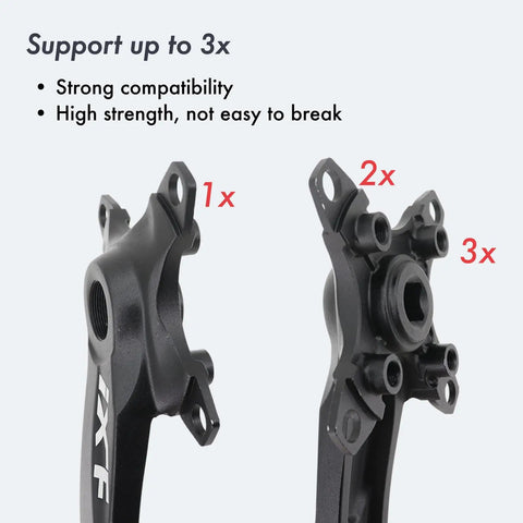 MTB Crankset 104 BCD Square Tapered 32 34 36 38T Chainring Options 170mm Or 175mm Arm Length Aluminum detail showing 1x 2x 3x support