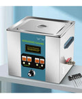 Top Shelf Ultrasonic Cleaner With 11 Liter Tank And Dual 80Khz Plus 120Khz Frequencies, stainless steel design with control panel.