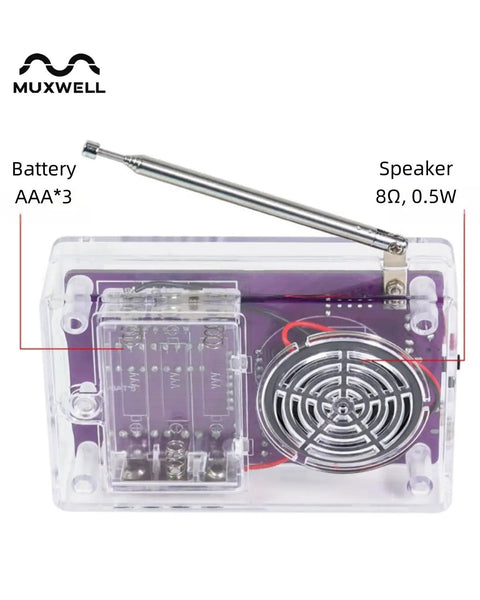 FM Radio Kit For Beginners With Soldering Practice And Electronics Learning Project Including PCB Components Speaker And Case