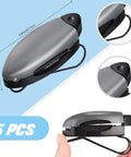 Close-up of 5-Piece Car Sun Visor Clip Holder Set for Glasses and Eyewear, showcasing sleek black and gray non-slip design.