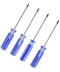 Top Precision Screwdriver Kit With T8 T9 And T10 Torx Bits Perfect For Fixing Xbox 360 Controllers Ps3 Hard Drives And Phones Without Bother Or Damage To Your Gear., four blue-handled Torx precision screwdrivers with steel shafts