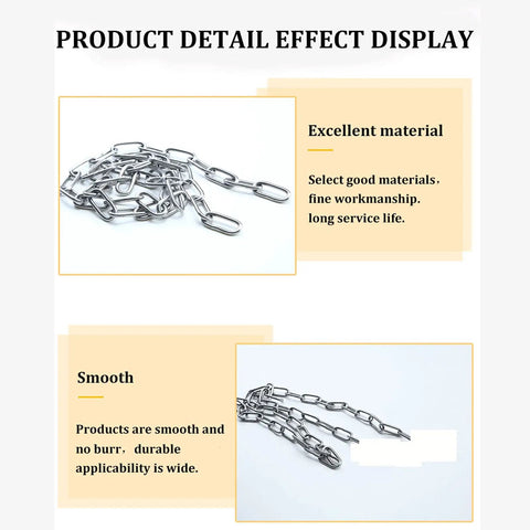 Heavy Duty 304 Stainless Steel Garden Chain With A Slick Polished Look Perfect For Backyard Dog Tethers Decorative Railings And Chandelier Hanging, detailed view of links.