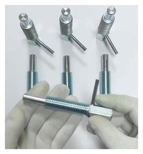 Heavy Duty Hand Retractable Indexing Plunger Bolt Featuring Lock Tight Coarse Teeth Grip And Easy Pull L Handle, showcasing multiple sizes.