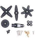 Rock Solid Brushless RC Servo With Dope Metal Gears And Badass Digital Steering For Smooth Handling And Massive Torque On One Fifth Scale RC Whips And Custom Robots At Full Rotation, black servo horns and hardware.