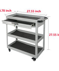 Heavy Duty Rolling Tool Cart With Drawer And Lockable Wheels, 3 Tier Mobile Garage Organizer, steel frame, black shelves