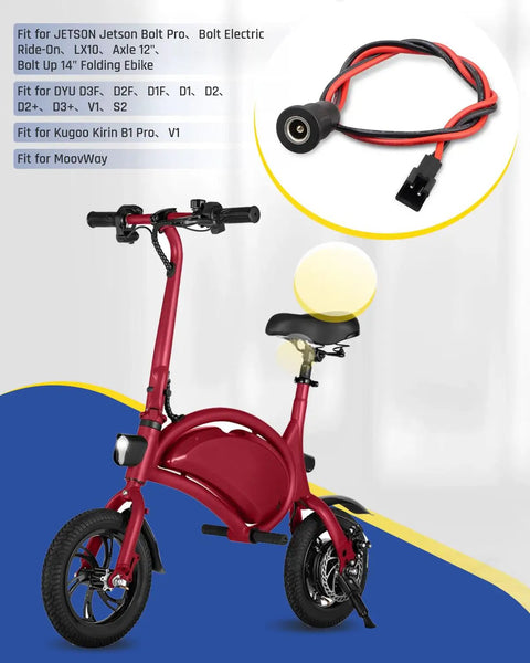 Plug And Play Electric Bike Charging Port Fit For Most E Bikes Including Kugoo Kirin And DYU Models shown with folding ebike