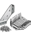 Router Table Plate And Furniture Corner Connector Kit with 20 pcs stainless steel L brackets and screws displayed