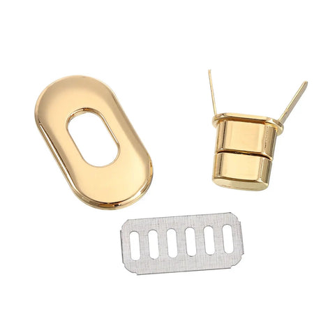 15 Piece Light Gold Turn Lock Clasps Heavy Duty Alloy Twist Fasteners upgrade your craft game sharp oval latch hardware, 35x19mm