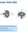 R4A 2RS Deep Groove Ball Bearings One Quarter Inch Inner Diameter Three Quarter Inch Outer Diameter Nine Thirty Second Inch Height P5 ABEC Five Z3 Double Shielded Chrome Steel Five Pack For Engineering Machinery And DIY Projects