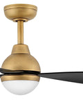 44 Inch Indoor Outdoor LED Smart Ceiling Fan With Remote Control, Scandinavian Style 3 Blade Propeller, Damp Rated, Heritage Brass Finish