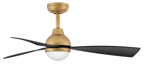44 Inch Indoor Outdoor LED Smart Ceiling Fan With Remote Control, Scandinavian Style 3 Blade Propeller, Damp Rated, Heritage Brass Finish