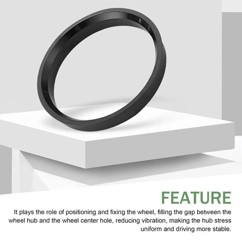 4 Pack Hub Centric Ring Set, 60.1 Mm To 73.1 Mm Wheel Bore Adapters, polycarbonate spacer showing gap filling design for stable driving.