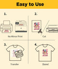 Steps to use Light Fabric Printable Heat Transfer Paper For Inkjet And Laser Printers 10 Sheets 8 By 11 Inches on T-shirts.