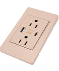 Beast Mode Wall Outlet With USB-C And USB Ports, 15 Amp Receptacle, Steel Frame With Flame Retardant Shell, Self Grounding Anti Overload Protection, Rock Solid Build For Home Office Bedroom, Us Plug in gold color.