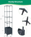 Raised Garden Bed Planter With Trellis For Climbing Veggies And Tomatoes, Outdoor Tomato Cage On Wheels, dimensions shown
