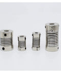 Rock Solid Flexible Shaft Coupler For Motor And Rotary Encoder Zinc Alloy Jaw Kit in various sizes, showcasing 6 mm, 8 mm, 10 mm bores.