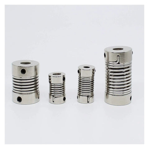 Rock Solid Flexible Shaft Coupler For Motor And Rotary Encoder Zinc Alloy Jaw Kit in various sizes, showcasing 6 mm, 8 mm, 10 mm bores.