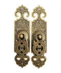 Two Pack Vintage Style Brass Pull Handles With Embossed Pattern For Bookcase Wardrobe Drawer And Double Doors, Antique Bronze Finish