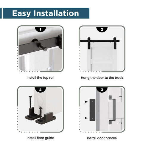 Installation steps for the Solid Wood Paneled Double Sliding Barn Door System With Hardware Kit Set Includes Two Forty Inch Doors.