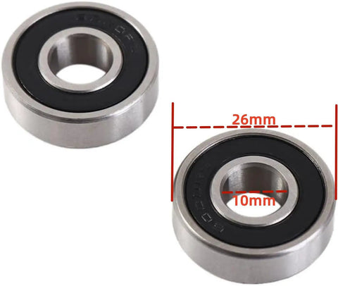 Close-up of 6000-2RS bearings from Hollow Axle And Bearing Kit For Mountain Bikes, Front And Rear Wheel Hubs, Quick Release Fits 108mm And 145mm