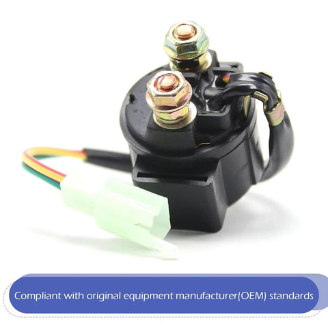 Heavy Duty 12 Volt Starter Solenoid Relay Switch For Universal Motorcycle Scooter Upgrade Rock Solid Electrical Harness, top view with wires.