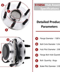 Front 2WD Wheel Bearing Hub And Bearing Assembly For Chevy Tahoe Silverado 1500 Suburban Avalanche Express 6 Lug With ABS Fits GMC Yukon XL 1500 Sierra Savana Cadillac Escalade 515054 with dimensions shown