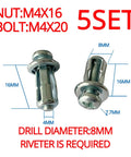 Expansion Petal Rivet Nut Kit M4 M5 M6 For Hollow Wall Mounts And License Plates Durable Carbon Steel Zinc Plated Fasteners For Indoor Outdoor Use Ideal For Auto Motorcycle And RV Body Mounting, M4 set