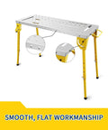 Heavy Duty Folding Welding Table With 46 Inch Steel Workbench Top And Slick Roll Wheels, adjustable height and smooth finish.