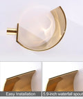 Top view of high arc waterfall spout of Gold Bathroom Sink Faucet With 3 Hole 2 Handle Crystal Knobs, easy installation.