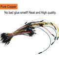 Bundle of pure copper jumper wires for Solderless 1660 Breadboard Super Kit With Aluminum Back Plate, 65 color-coded 24AWG