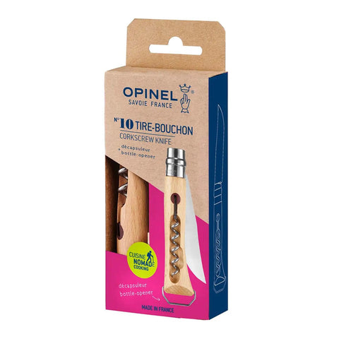 Killer Stainless Steel Folding Pocket Knife With Integrated Wine Corkscrew And Bottle Opener Solid Beechwood Handle in packaging.