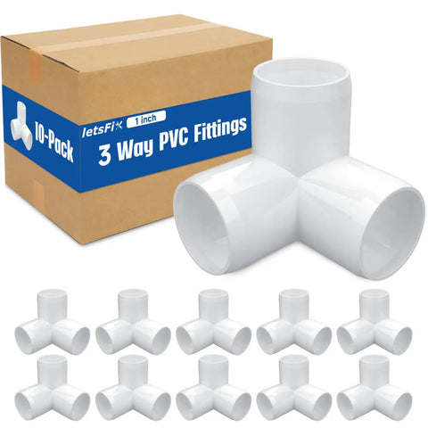Heavy Duty 1 Inch PVC Fittings 3 Way 10 Pack Furniture Grade for DIYers Building Furniture and Frames UV Resistant Elbow Connector