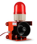 Heavy Duty Sound And Light Alarm Siren With LED Strobe For Factories And Terminals Red 24V 120dB horn with mounting.