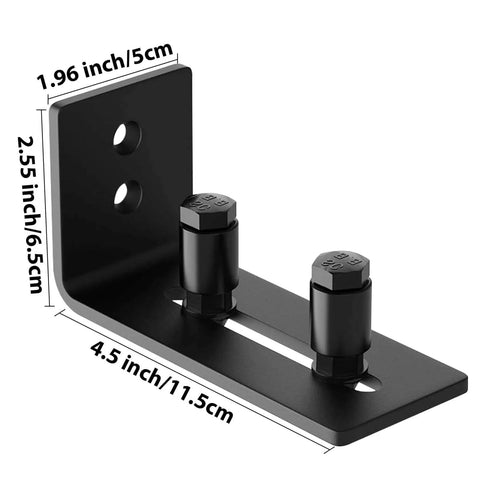 Sliding Barn Door Guide System With Bottom Pocket Track And Rollers Heavy Duty Adjustable Hardware Kit, black metal guide support