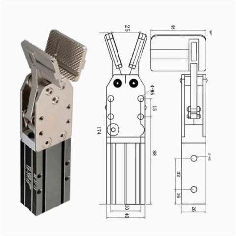 Workhorse Mechanical Arm Fixture For 1615S 1615D 2015S-L 2015D 1615D-L Pneumatic Gripper And Water Nozzle Cylinder diagram