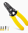 Heavy Duty Wire Stripper And Cutter Tool For 20-30 AWG Solid And Stranded Wires, Spring Loaded, Rust Resistant Carbon Steel, Yellow Handles