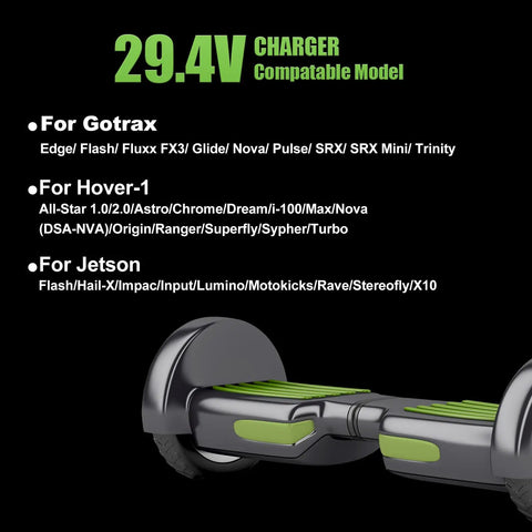 29.4V Compact Electric Scooter Charger UL Certified Dope Fast Charge With 3 Universal Plugs For 24V 25.2V 25.9V Lithium Batteries Compatible With Jetson Gotrax Razor And More Hoverboards Ebikes Escooters