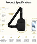Ultra Compact Crossbody Sling Bag With Water Resistant Dual Pocket Chest Pack For Running Travel And Everyday Workouts next to phone