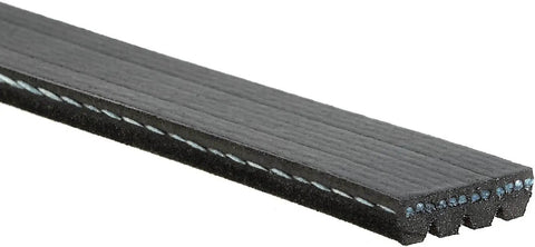 Close-up view of Micro-V Serpentine Drive Belt for Quiet Reliable Engine Performance, EPDM Rubber for Cracking Resistance and Smooth Tension.