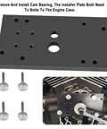 M8 cam inner camshaft bearing installer plate for Milwaukee-Eight engine with four screws, front view