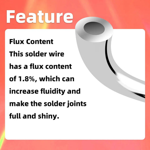 Close-up of 60-40 Rosin Core Solder Wire For Electronics with flux content detail on orange background
