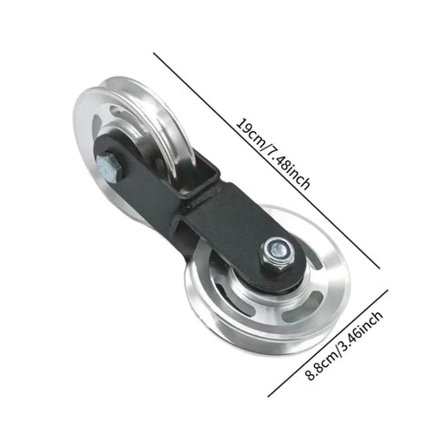 Double Pulley Wheel For Home Gym Attachment Cross Pulley 88mm Metal Roller With Silent Bearings Easy Fit DIY Cable Machine Upgrade Durable Groove Wheel For Strength Training And Cable System, 19cm x 8.8cm