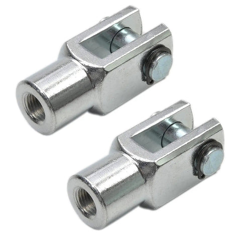 Air Cylinder Rod Clevis End Y Connector 62mm Length M12x1.25 Female Thread Two Pack Iron Silver Clevis Joint For Pneumatic Systems 40mm Bore 12mm Inner Distance Easy Install Heavy Duty Build, two views