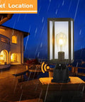 Dusk To Dawn Outdoor Post Light With Pier Mount Base Matte Black Lamp Post Lantern in wet location at night
