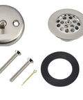 Slick Brushed Nickel Trip Lever Tub Drain Trim Kit Set With Overflow Face Plate Bathtub Drain Strainer And Screws Easy Swap DIY Install.