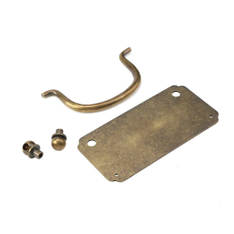 Vintage Horizontal Flat Brass Cabinet Handle Pulls Set Of 2 With Screws 3.94 X 1.97 Inches parts displayed