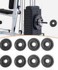 8 Pack Cast Iron Weight Plates 1.1 Lbs Each, 1 Inch Hole For Home Gym shown with gym equipment setup