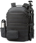 Black Shoulder Camera Bag Backpack With All Weather Cover Fits 15.6 Inch Laptop SLR Gear Organizer Lightweight Travel Ready